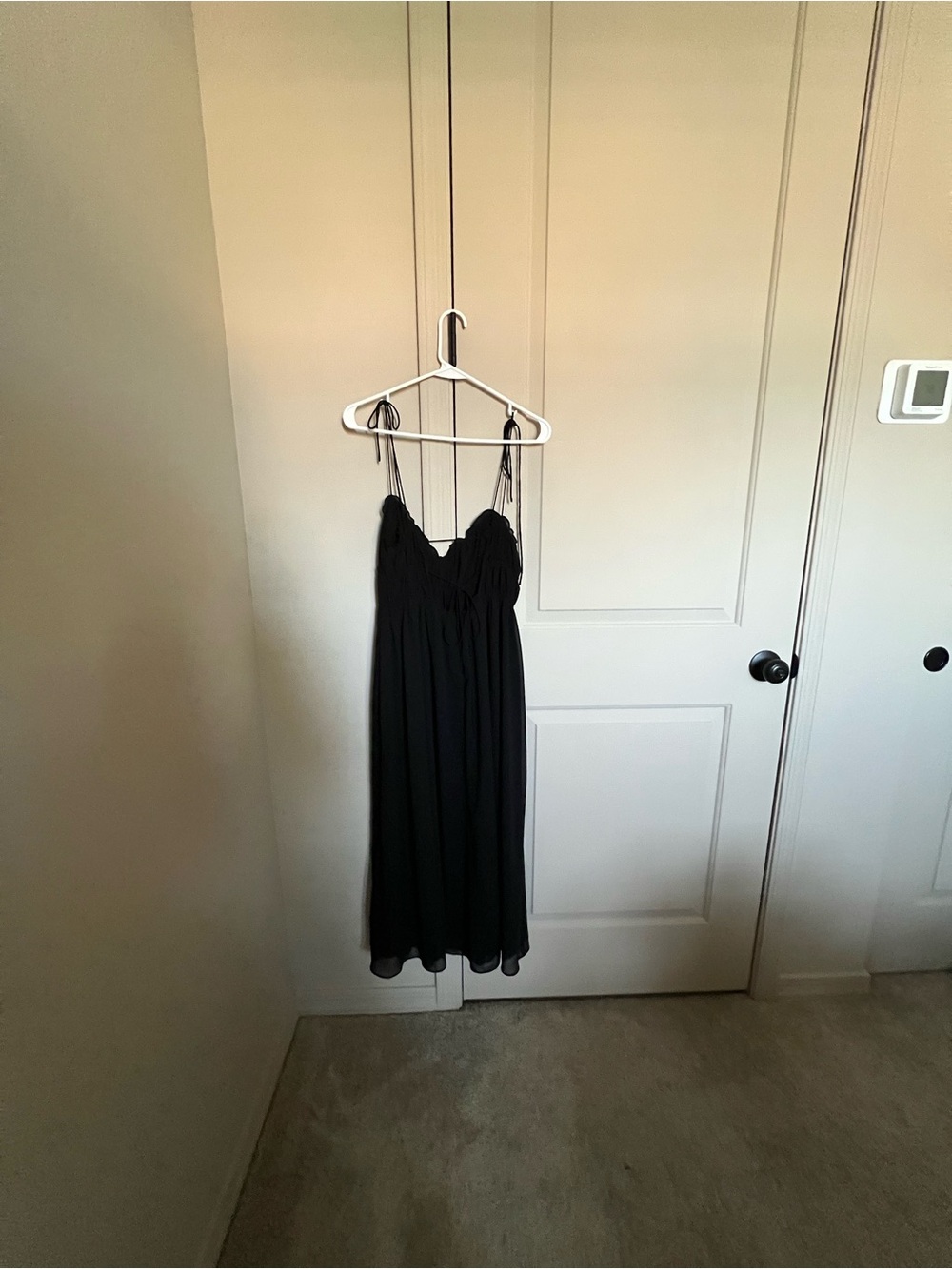Reformation Black Midi Dress with Spaghetti Straps